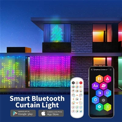 RGBIC LED светлини за завеси Приложение и дистанционно управление