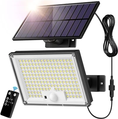 Стенни лампи със слънчево захранване IP65 172LED сензор за движение с дистанционно управление