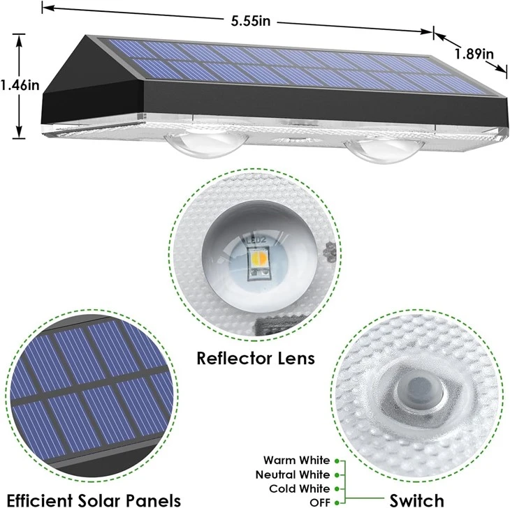 Solar Fence Lights Outdoor 2700/4000/6000K